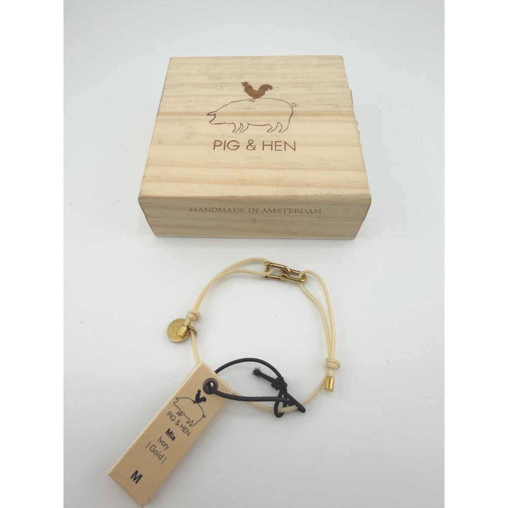 Pig & Hen Mia Ivory Gold Rope Bracelet Handmade in Amsterdam Size‎ M (18-19cm)